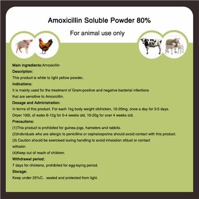 Amoksisilliini liukeneva jauhe 80 prosenttia